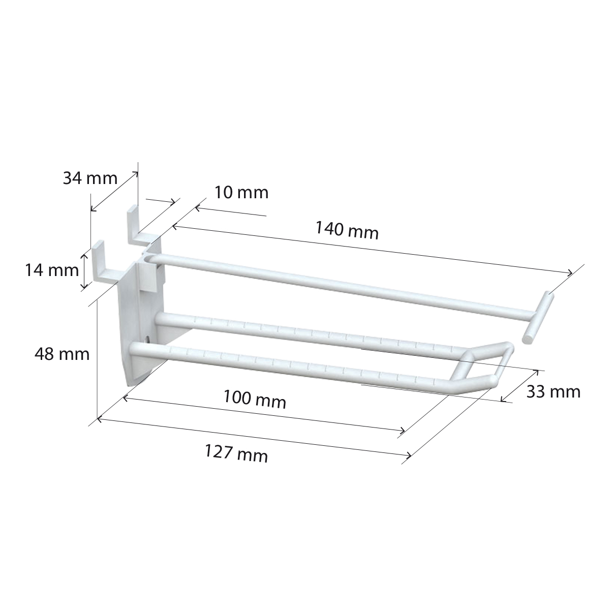 Крючок двойной DOUBLE HOOK-PH-EP-100, белый, в эконом-панель, длина 100 мм