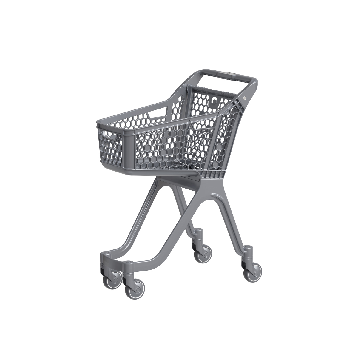 Пластиковая покупательская тележка VIBE, 60 литров, серая, задняя стенка серая