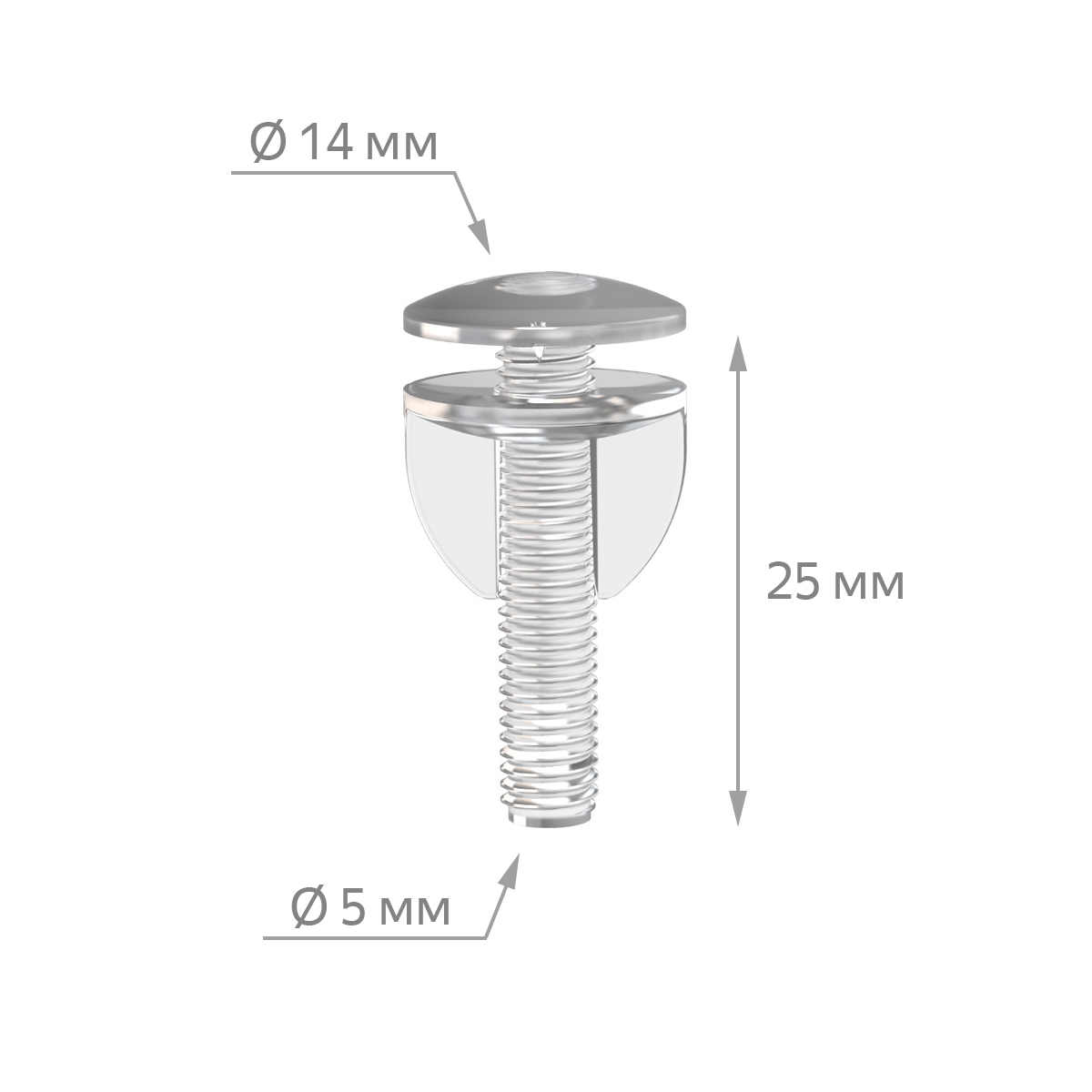 Винт и гайка пластиковый с ушками VIKING SCREW S-25, цвет прозрачный