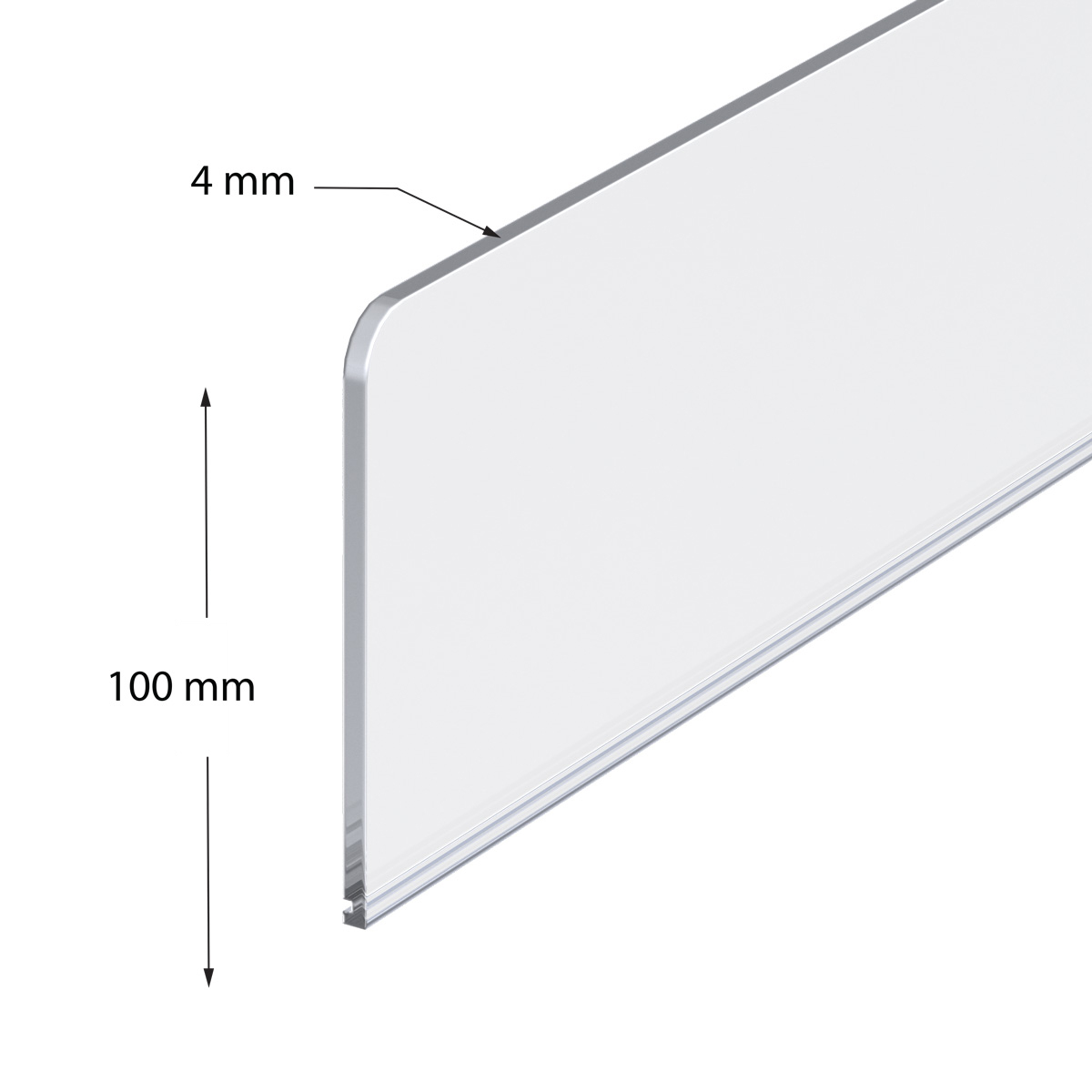 Ограничитель пластиковый передний высотой 100 мм FR-RISER100, длина 500 мм