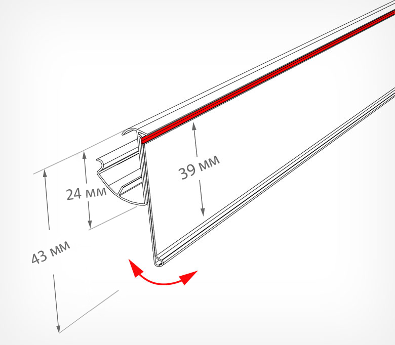 Ценникодержатель LP39 прозрачный, 988 мм для полок 4RM Systems/MODERN-EXPO