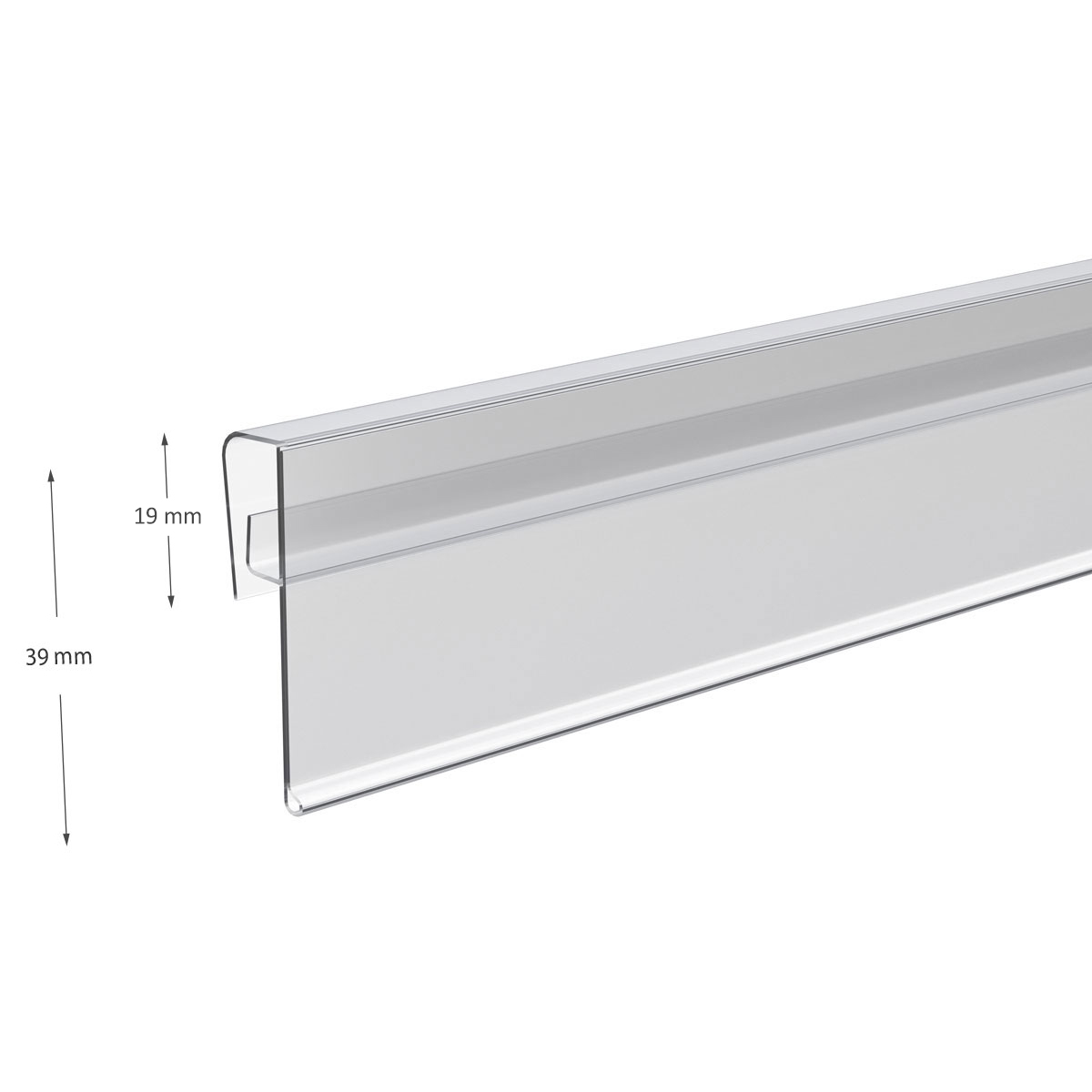 Ценникодержатель KEL39  прозрачный, 1000 мм