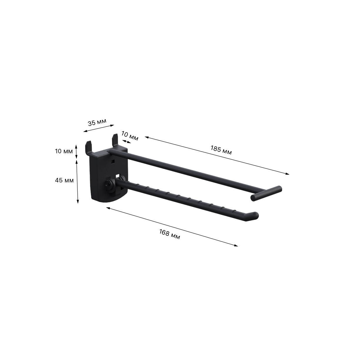 Крючок одинарный SINGLE HOOK-PH-CR-B-150 черный, в картон, длина 150 мм