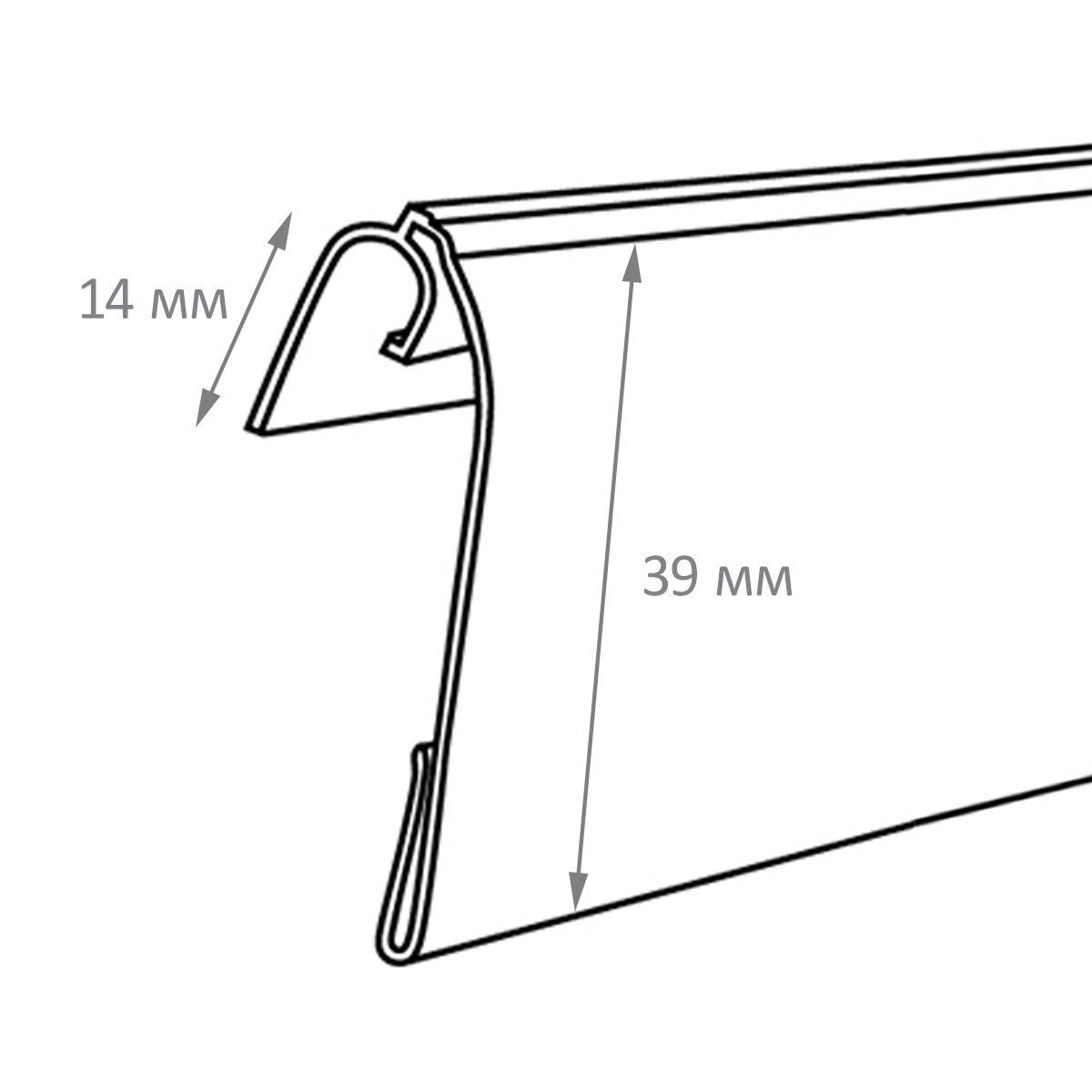 Ценникодержатель NS39 прозрачный, 1000 мм, на корзины из металлических прутьев