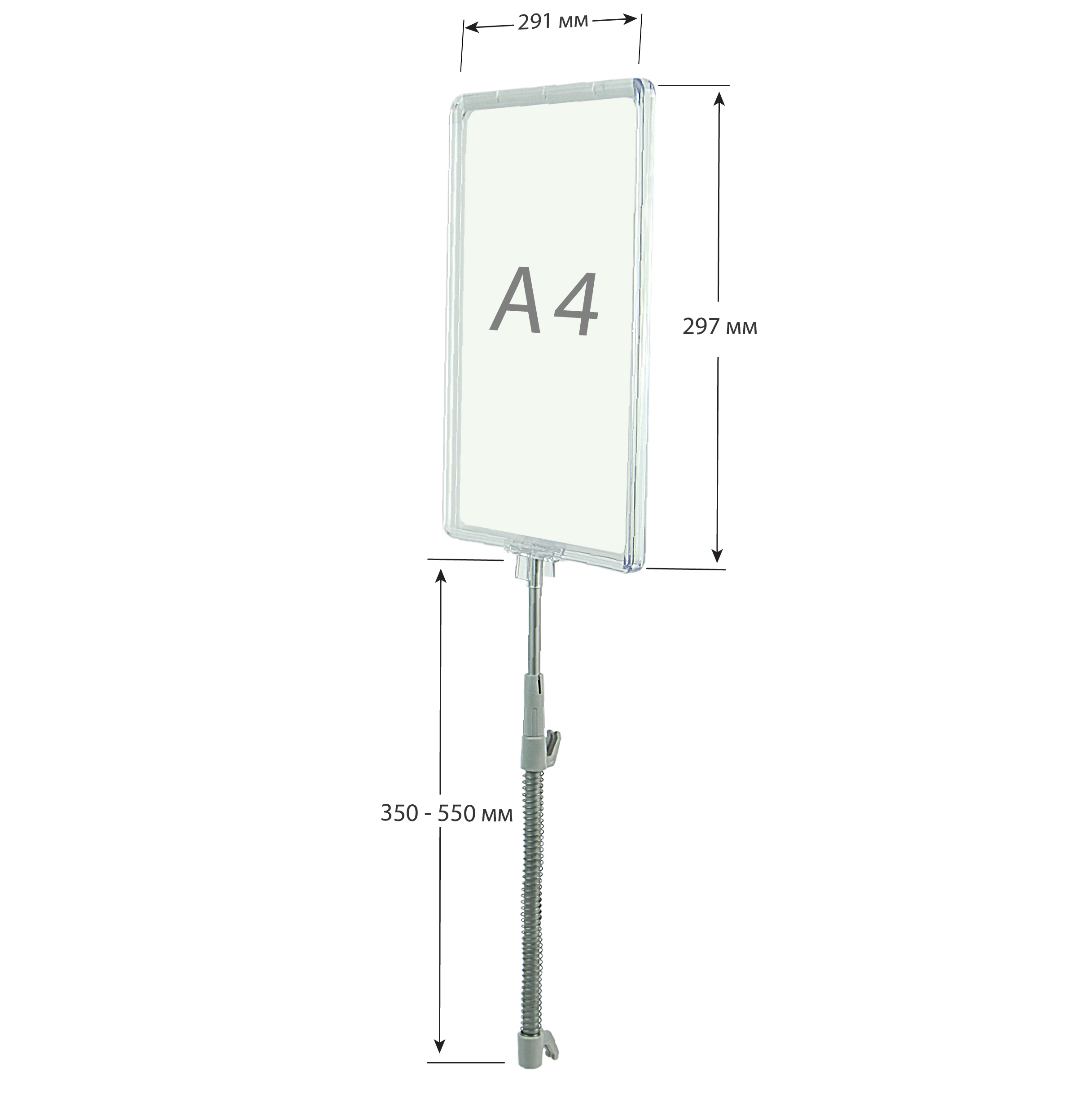 Стойка на проволочную корзину с трубкой CROCS-FIX-T с рамкой PF-A4, цвет прозрачный