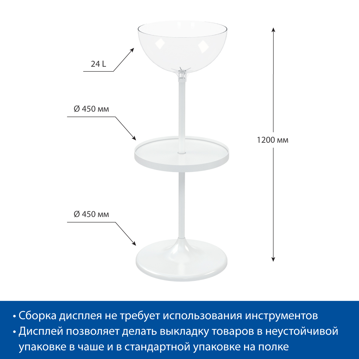 Дисплей UNIBOWL-24-RX, белый