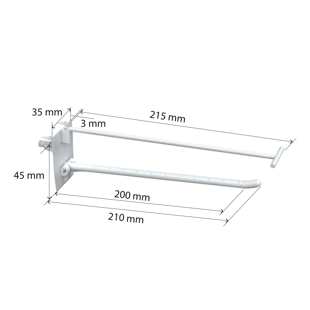 Крючок одинарный SINGLE HOOK-SCR-200, белый, в картон, с винтом, длина 200 мм