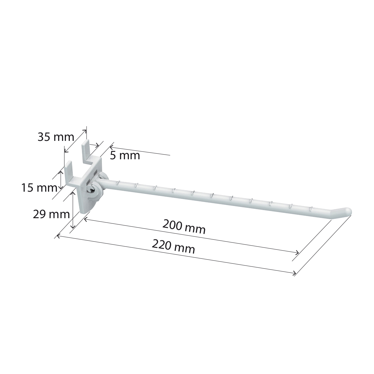 Крючок одинарный SINGLE HOOK-EP-200, белый, на экономпанель, длина 200 мм