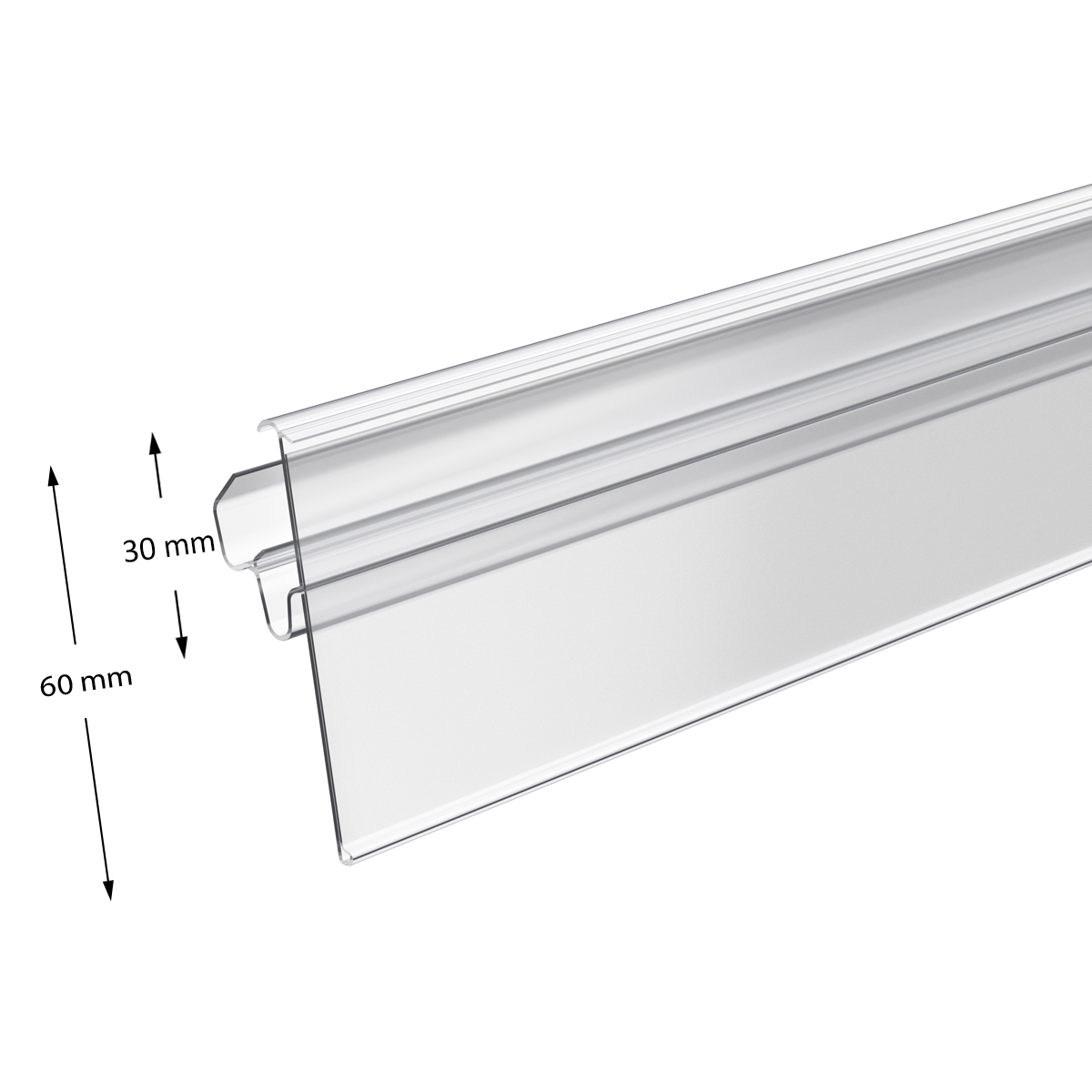 Ценникодержатель LST60 прозрачный,  988 мм двухпозиционный