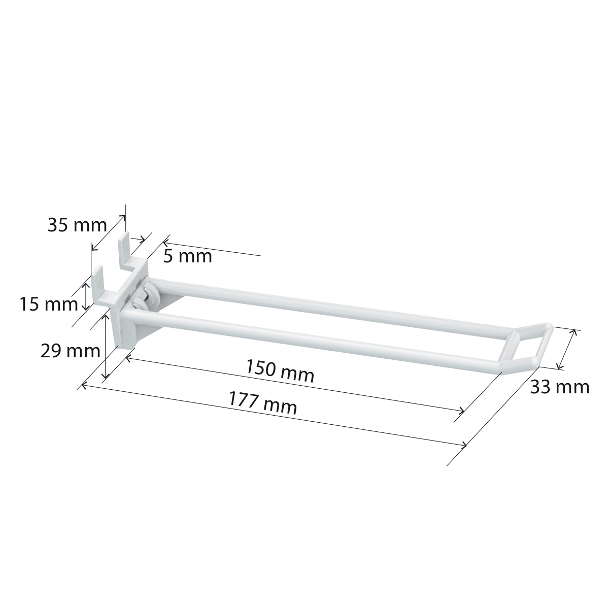 Крючок двойной DOUBLE HOOK-EP-150, белый, на экономпанель, длина 150 мм