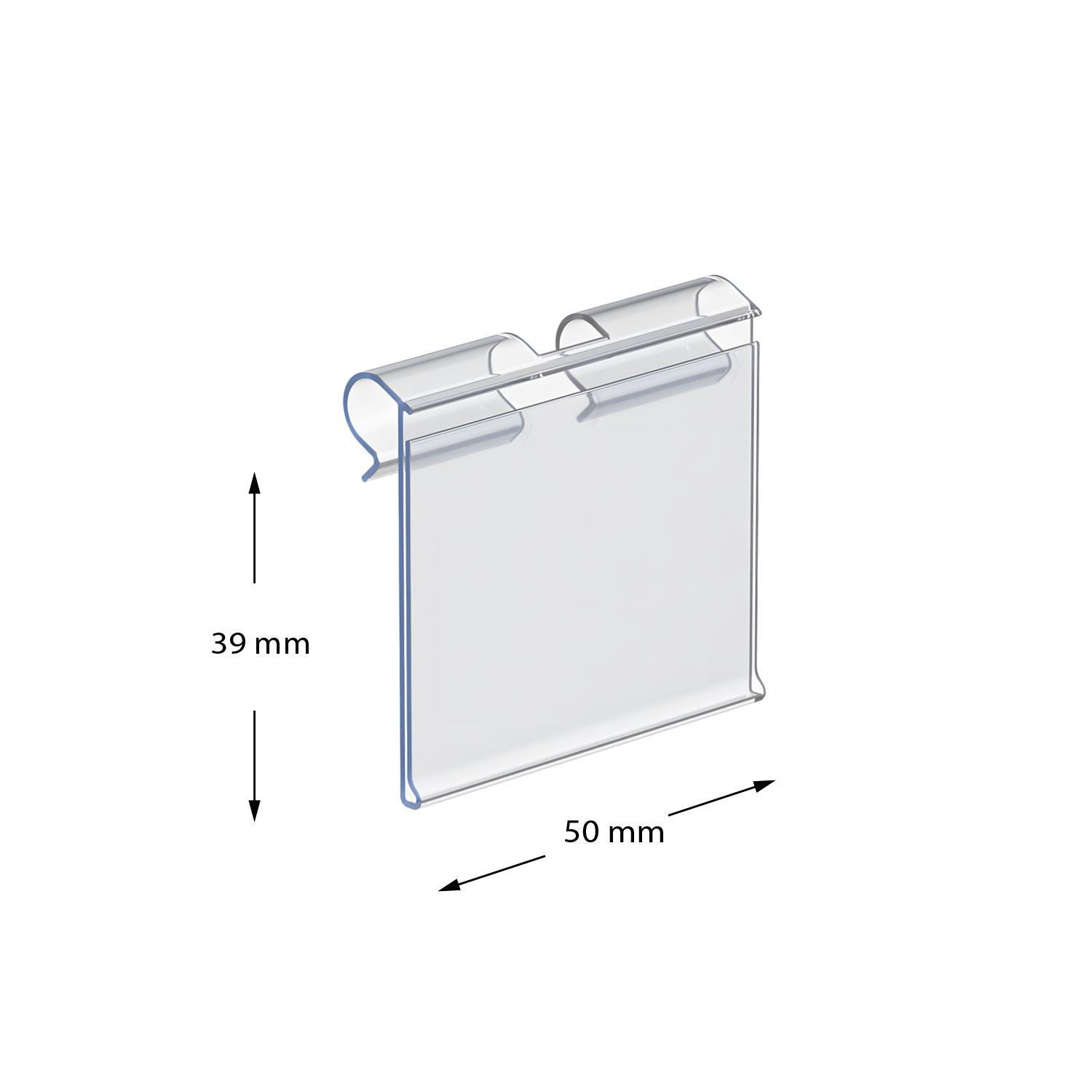 Ценникодержатель на крючок откидной RH39 длина 50 мм, цвет прозрачный