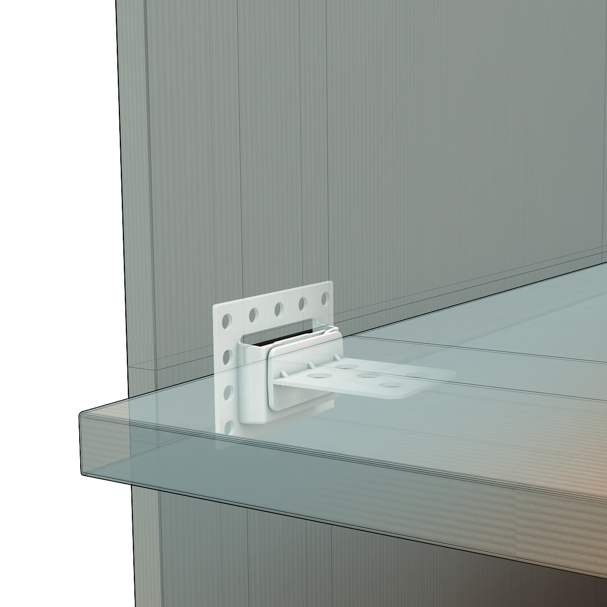 Держатель картонной полки горизонтальный съемный CORR-H-CLIP, цвет белый