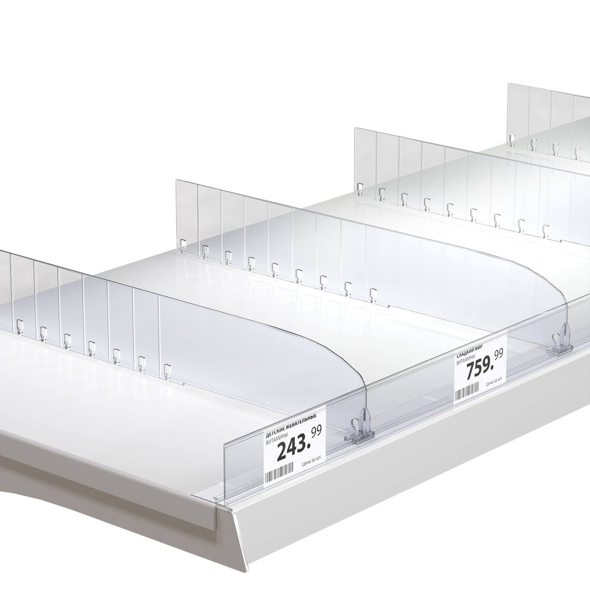 Ценникодержатель ME39 с Т-профилем прозрачный, 1000 мм
