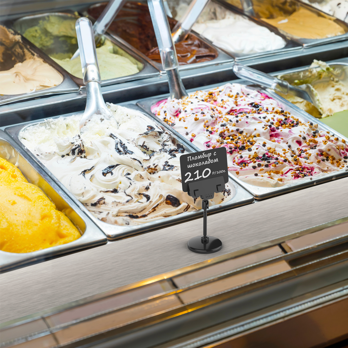 Ценникодержатель магнитный поворотный MAG-BASE-CLAMP ножка 50 мм, цвет черный