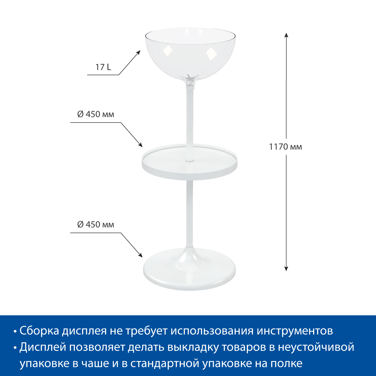 Дисплей UNIBOWL-17-RX, белый