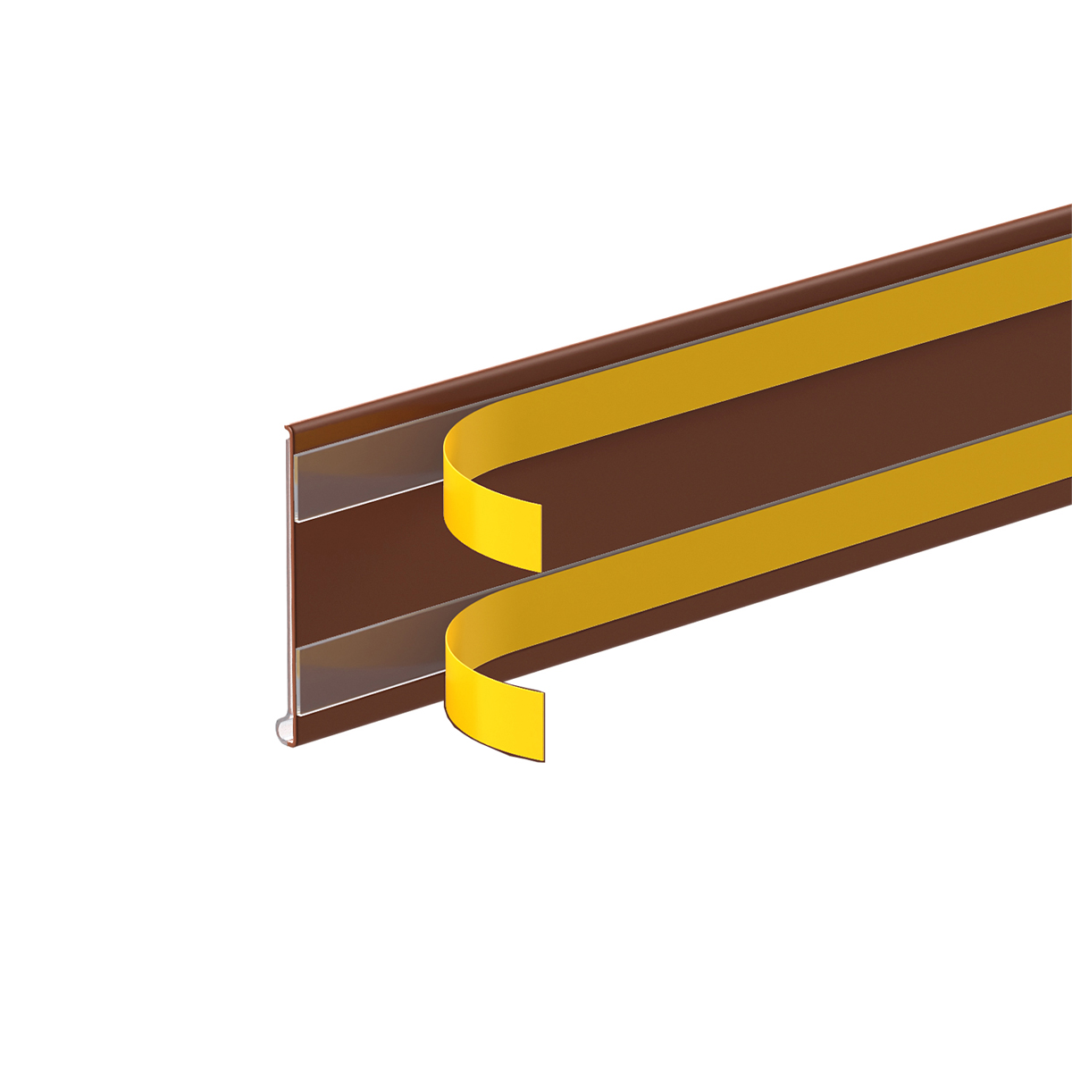 Ценникодержатель DBR39 коричневый (RAL 8011), 910 мм, на вспен. скотче