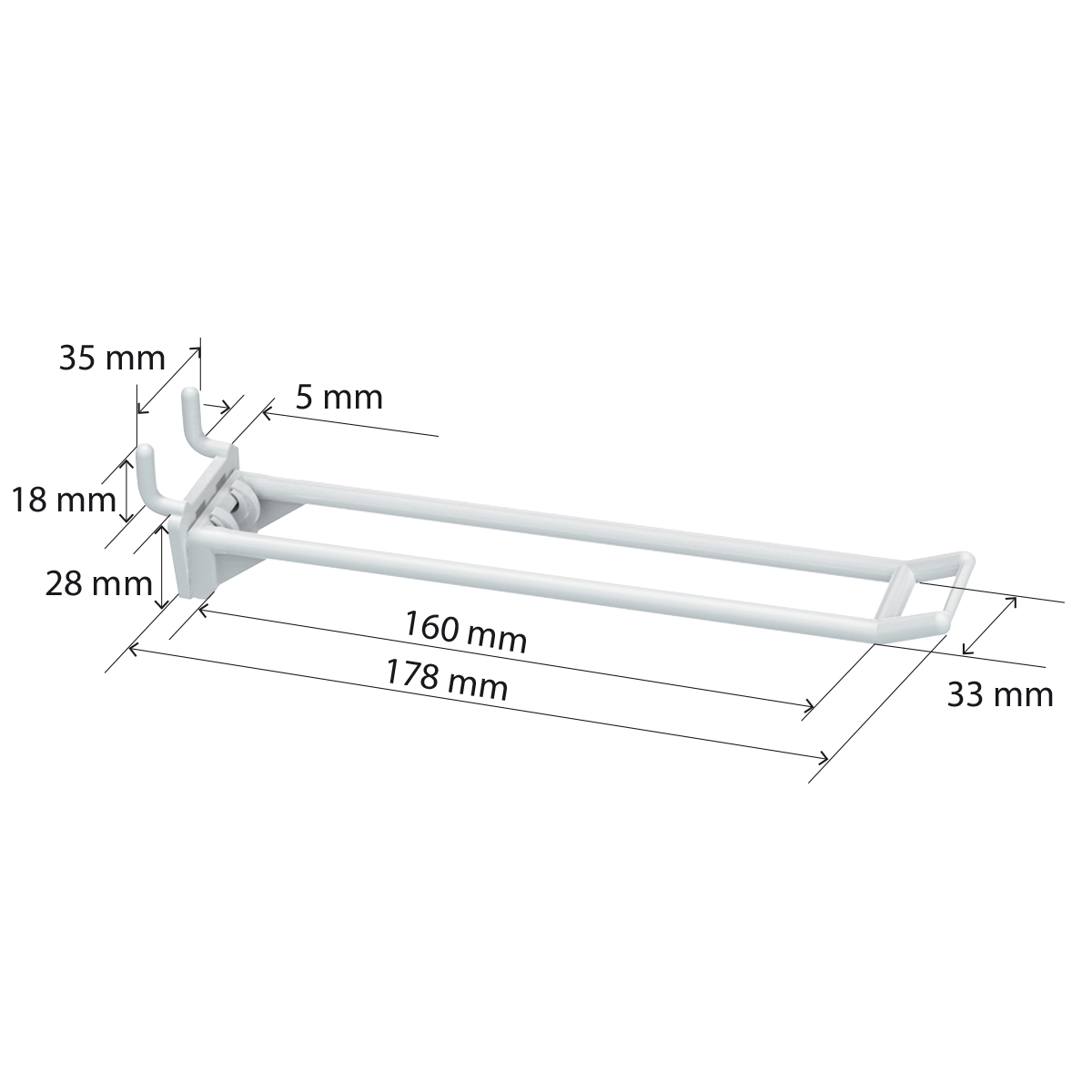 Крючок двойной DOUBLE HOOK-MP-150, белый, в перфорацию, длина 150 мм