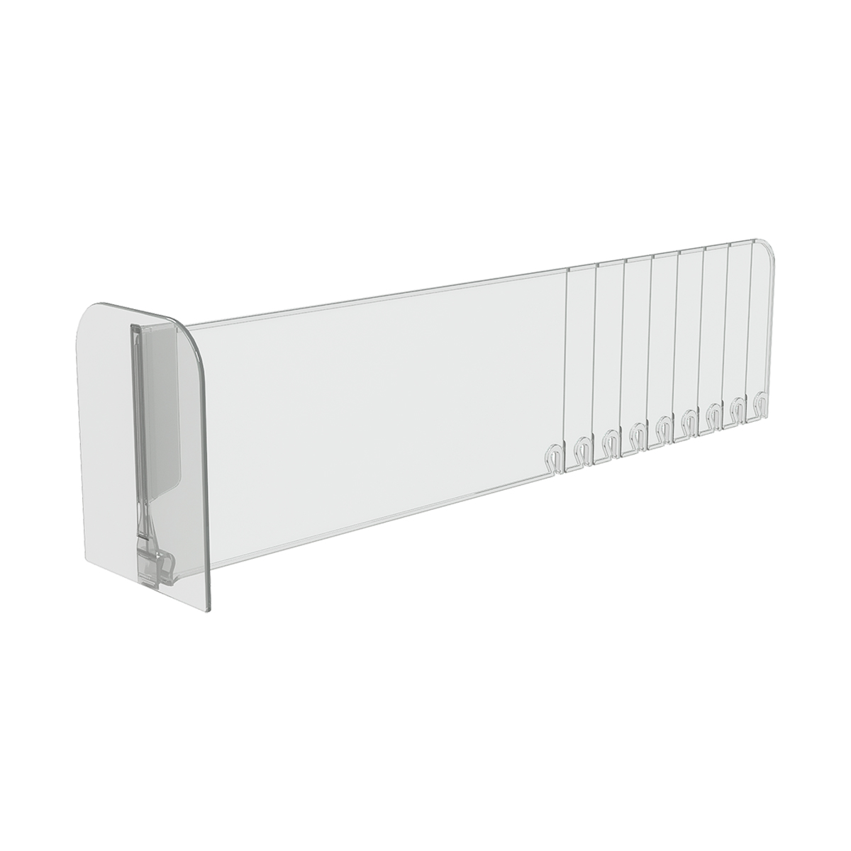 Разделитель пластиковый высотой 120 мм с передним ограничителем DIV120-BTW120, длина 285-385 мм