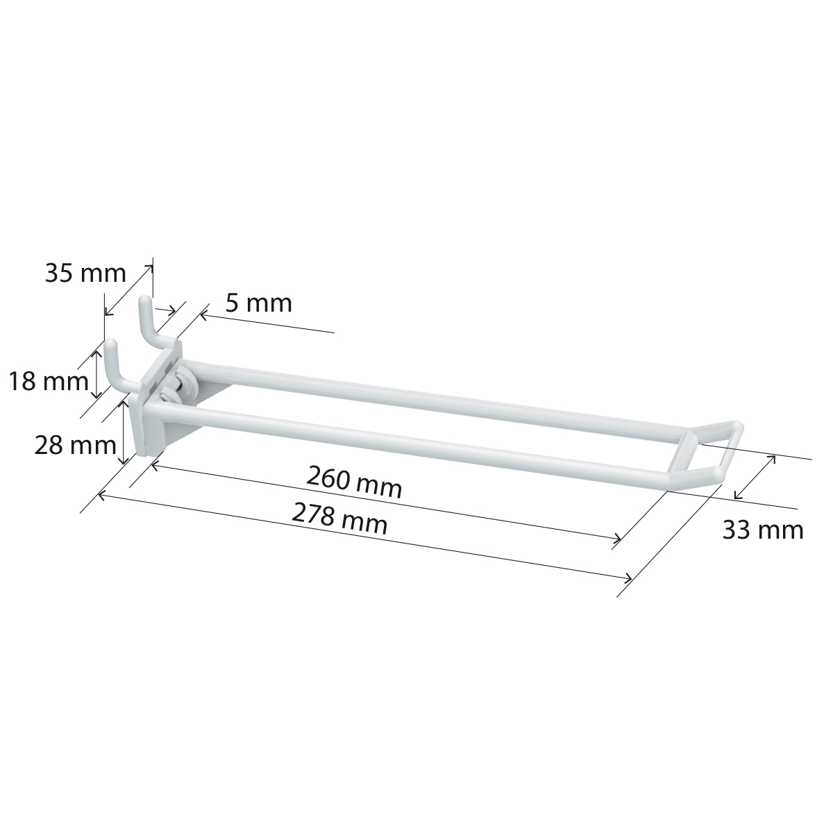 Крючок двойной DOUBLE HOOK-MP-250, белый, в перфорацию, длина 250 мм