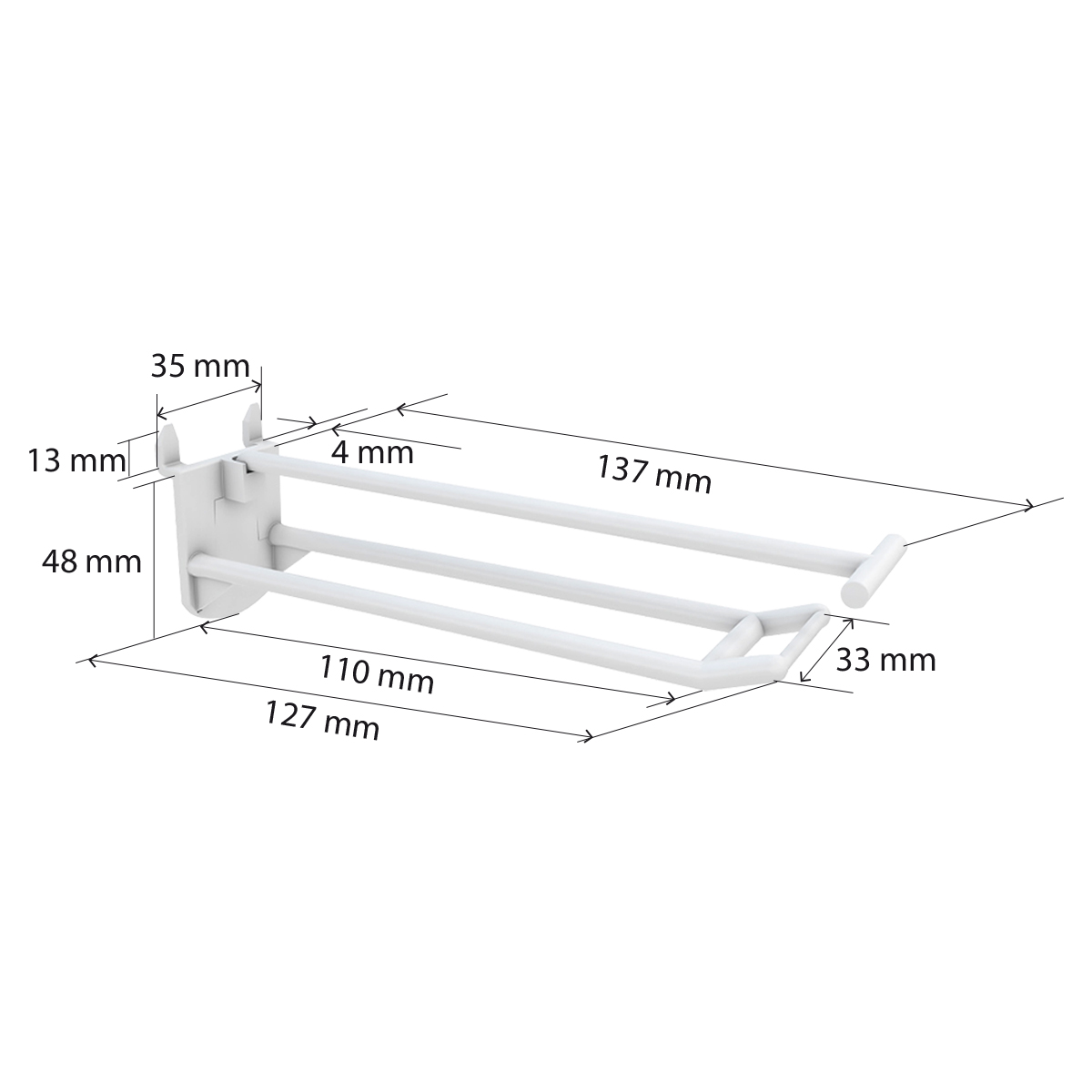 Крючок двойной DOUBLE HOOK-PH-CR–100, белый, в картон, длина 100 мм