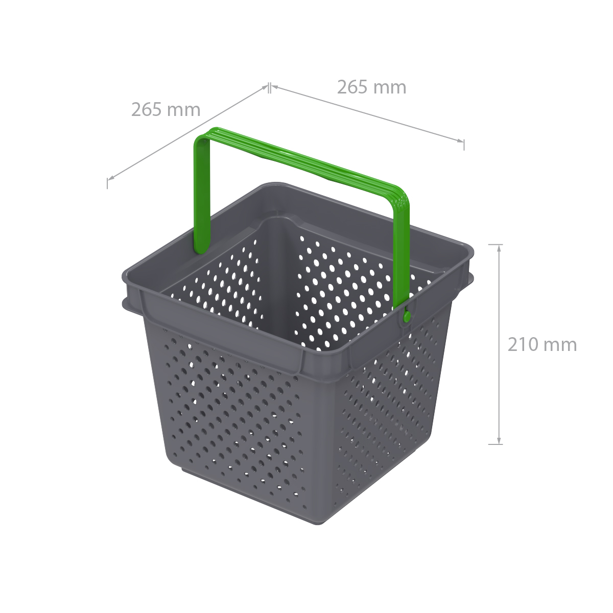Корзина пластиковая QUADRO, 10 литров, цвет серый