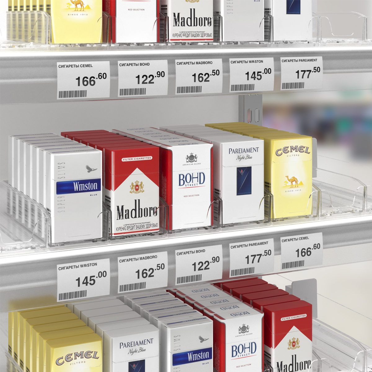 Лоток для сигарет SIG-TRAY, длина 385 мм, сила толкания 3N