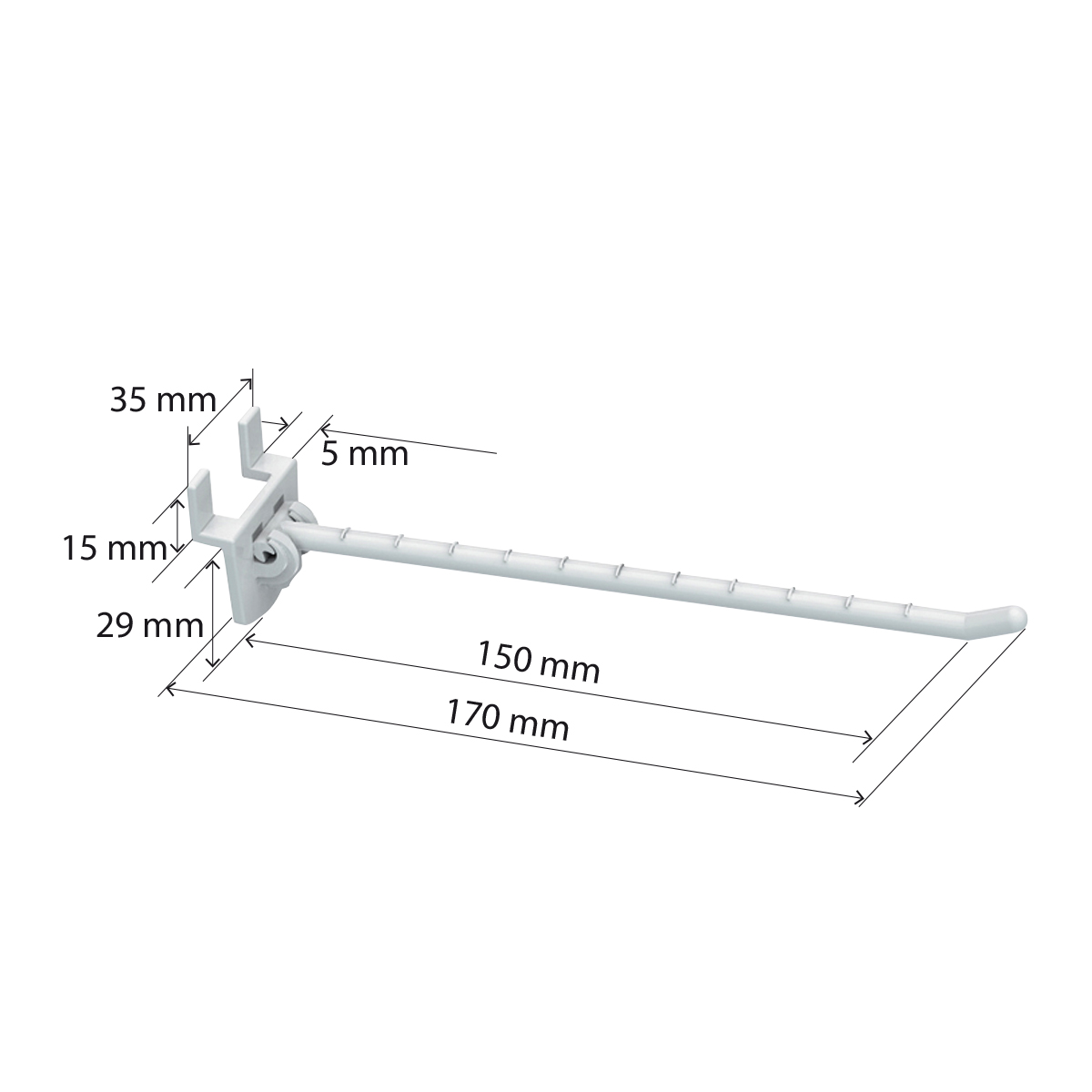 Крючок одинарный SINGLE HOOK-EP-150, белый, на экономпанель, длина 150 мм