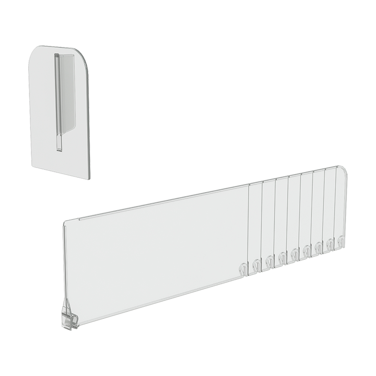 Разделитель высотой 120 мм с передним ограничителем DIV120-BTW120, длина 285-485 мм