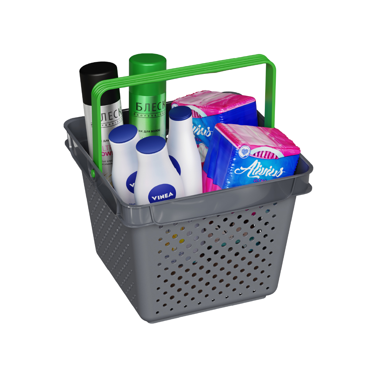 Корзина пластиковая QUADRO, 10 литров, цвет серый