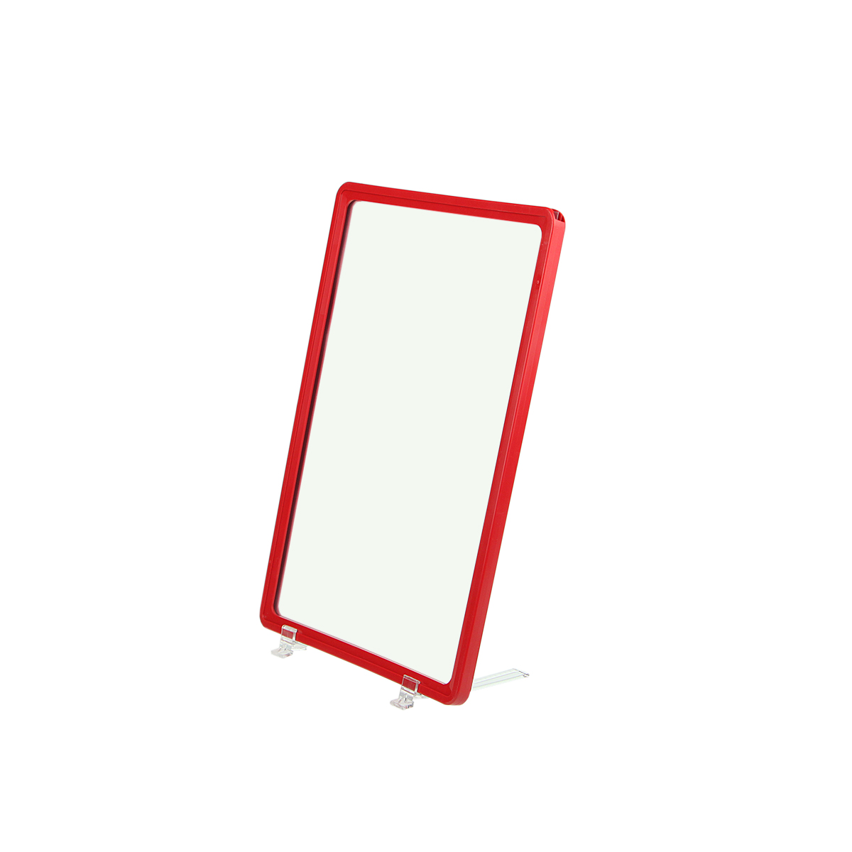 Стойка информационная настольная на подставках BASE-75 с рамкой PF-A4, цвет красный