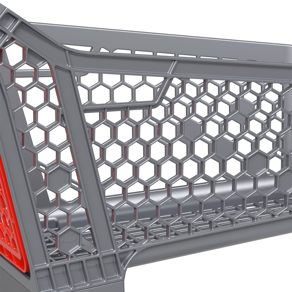 Пластиковая покупательская тележка VIBE, 60 литров, серая, задняя стенка красная