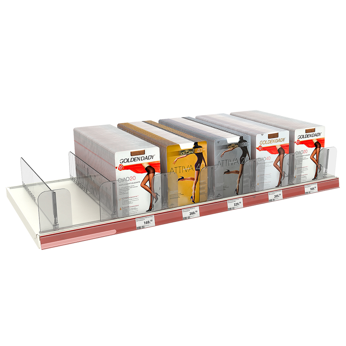 Разделитель пластиковый высотой 120 мм с передним ограничителем DIV120-BTW120, длина 285-385 мм