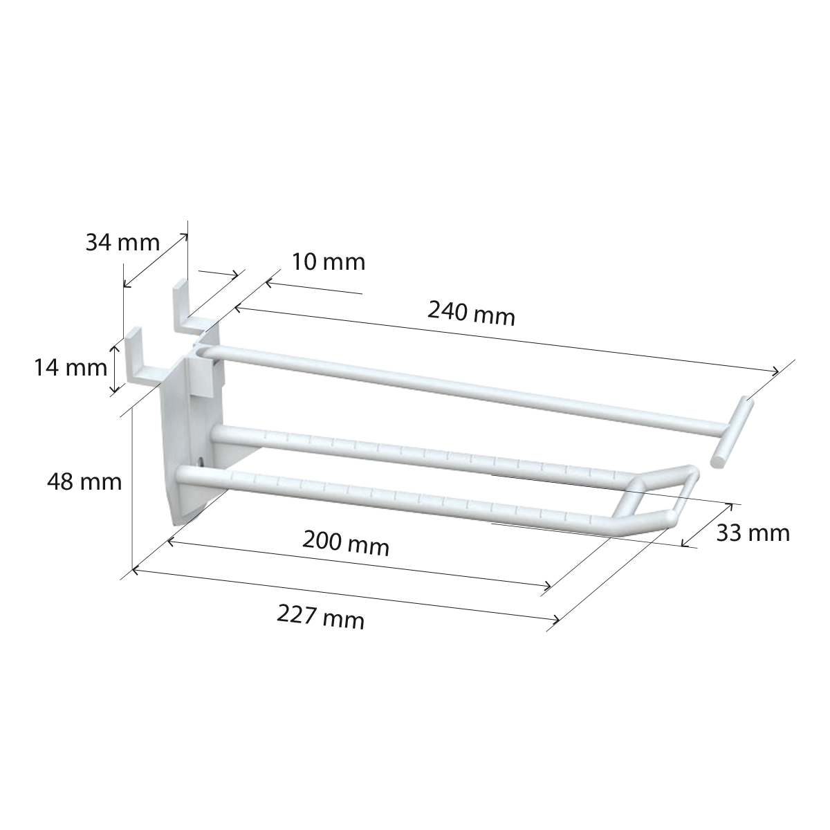 Крючок двойной DOUBLE HOOK-PH-EP-200, белый, в эконом-панель, длина 200 мм
