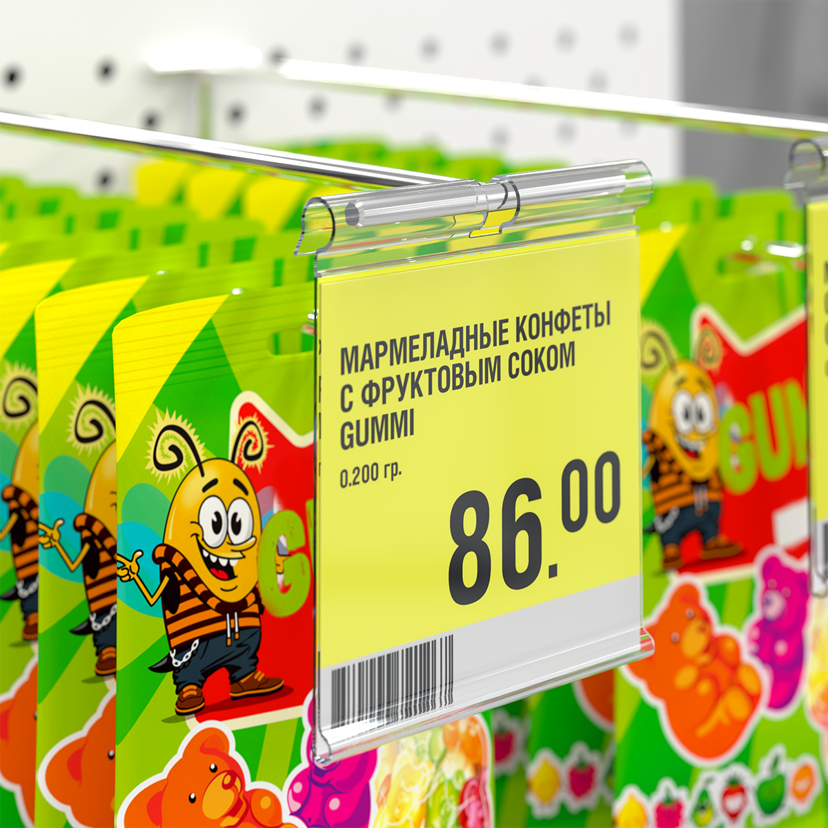 Ценникодержатель на крючок VH60 прозрачный, 62 мм