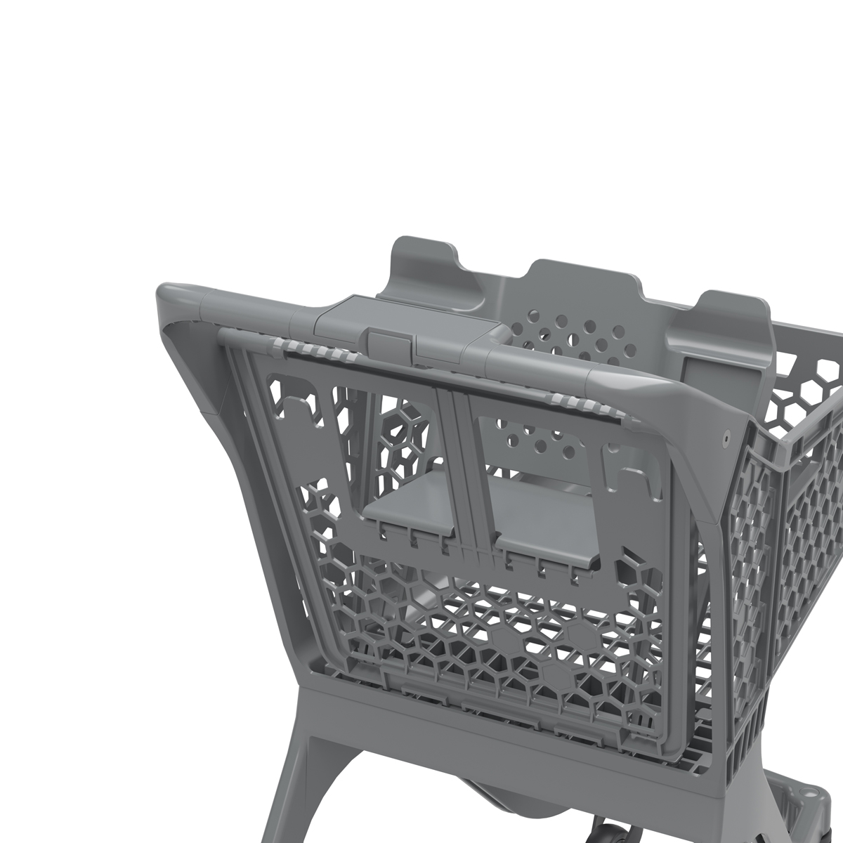 Пластиковая покупательская тележка SURF S серая, с детским креслом