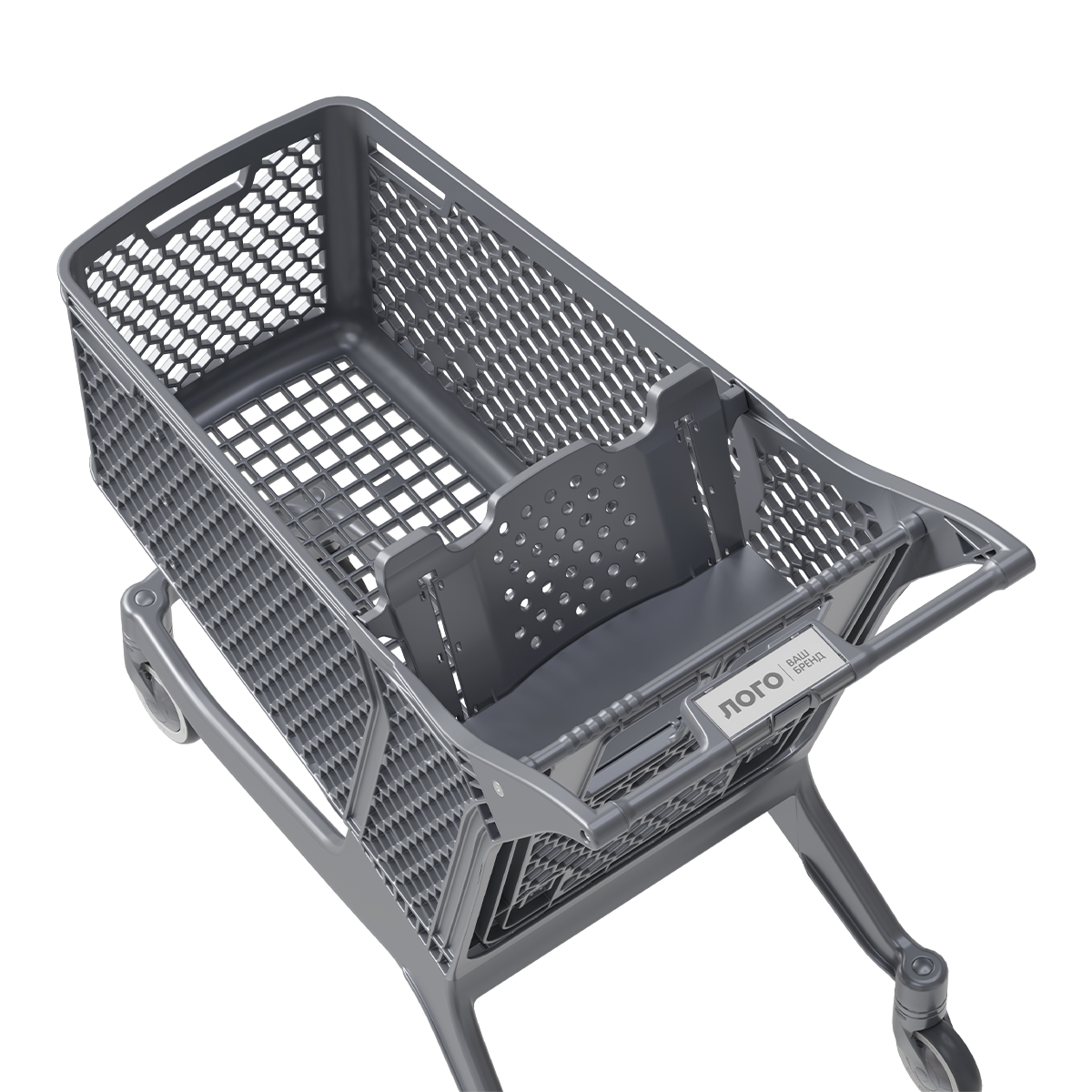 Пластиковая покупательская тележка DRIFT, 180 литров, серая, c серым д\с