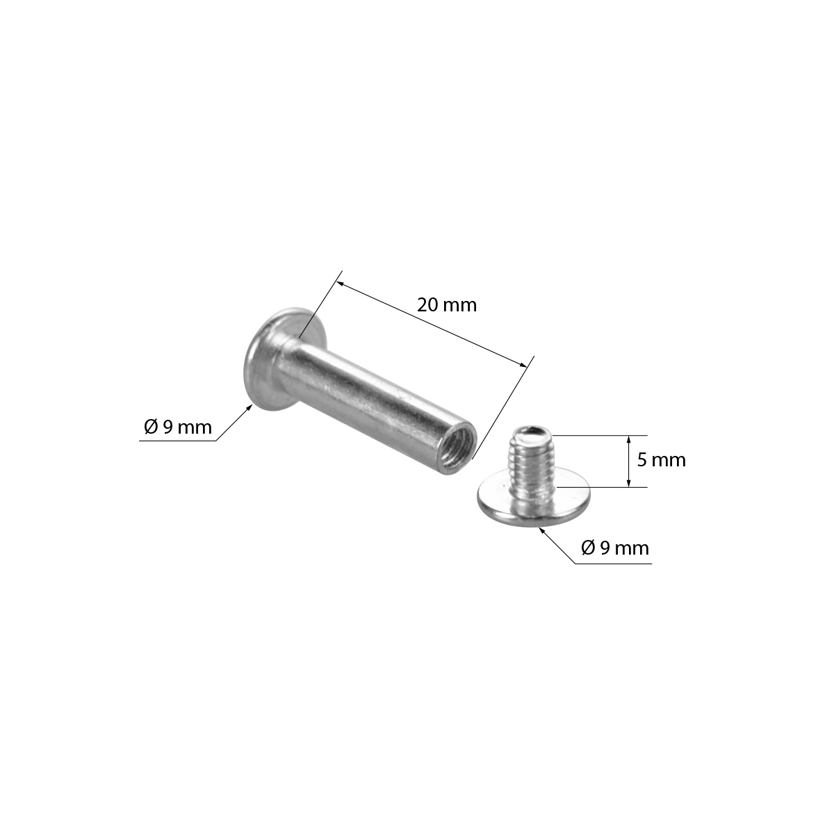 Винт металлический BINDING SCREW-20, цвет серебро