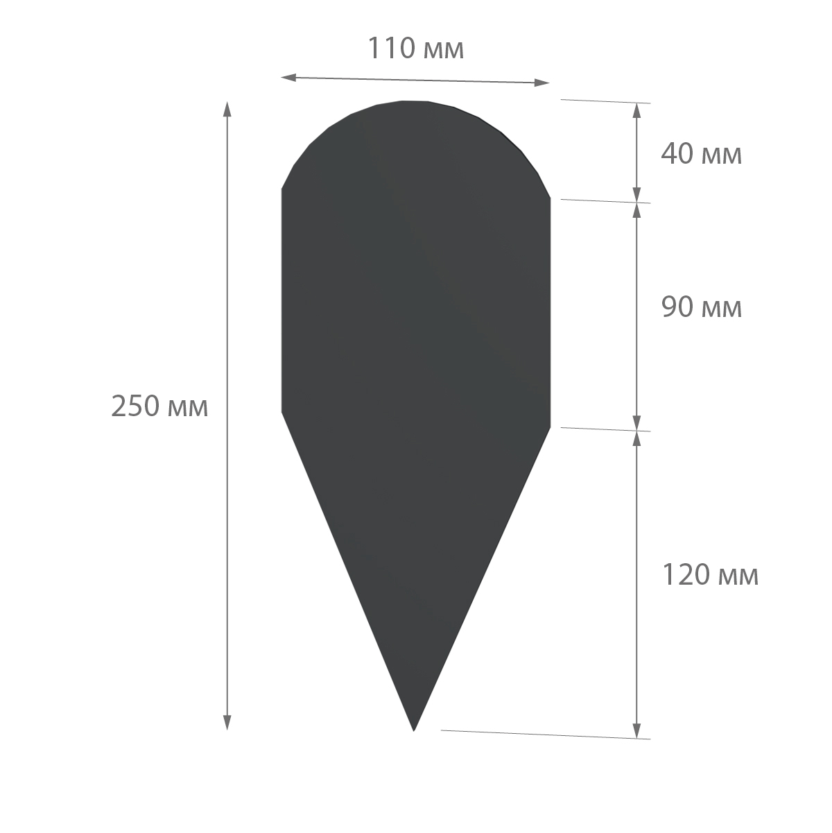 Ценник из ПВХ в лед каплевидный, 250 х 110 мм