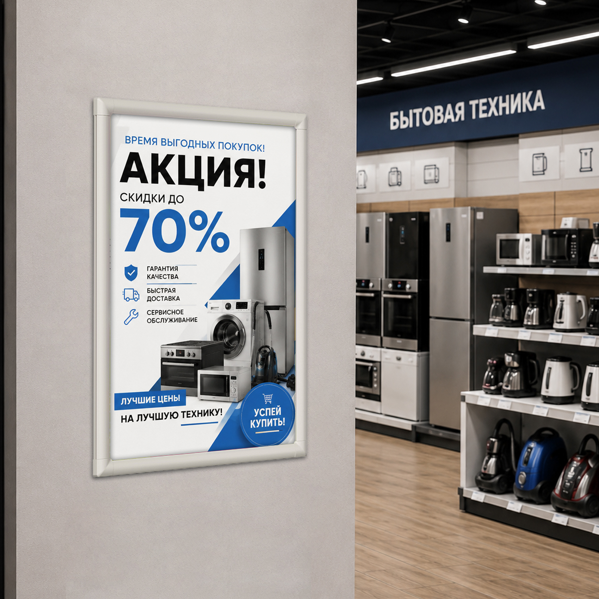 Клик-рама пластиковая CLICK-SNAP, формат A2, углы прямоугольные, цвет серый