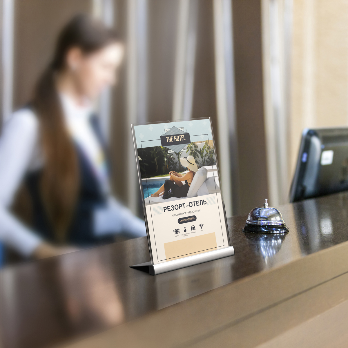 Менюхолдер SIGNHOLDER ALU-stand A4, цвет основания серый