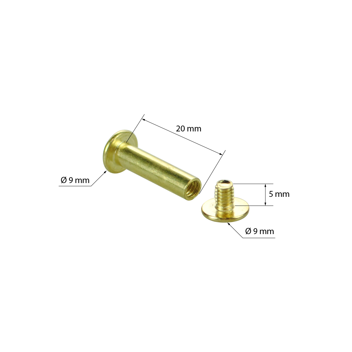 Винт металлический BINDING SCREW-20, цвет золото