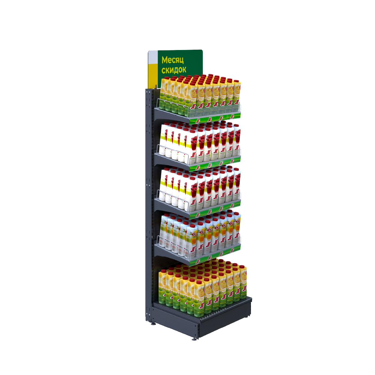 FORTA ROLLER KIT стеллаж 600 мм, 5 полок, цвет черный