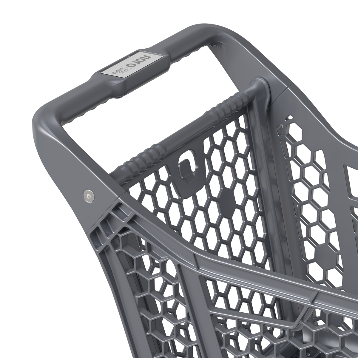 Пластиковая покупательская тележка VIBE, 60 литров, серая, задняя стенка серая