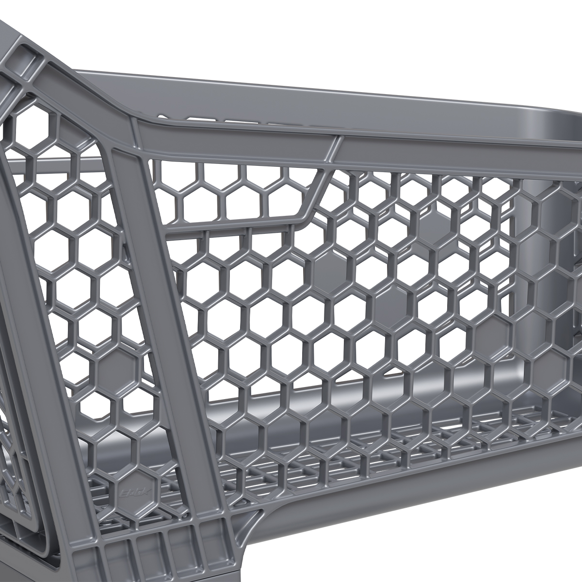 Пластиковая покупательская тележка VIBE, 60 литров, серая, задняя стенка серая