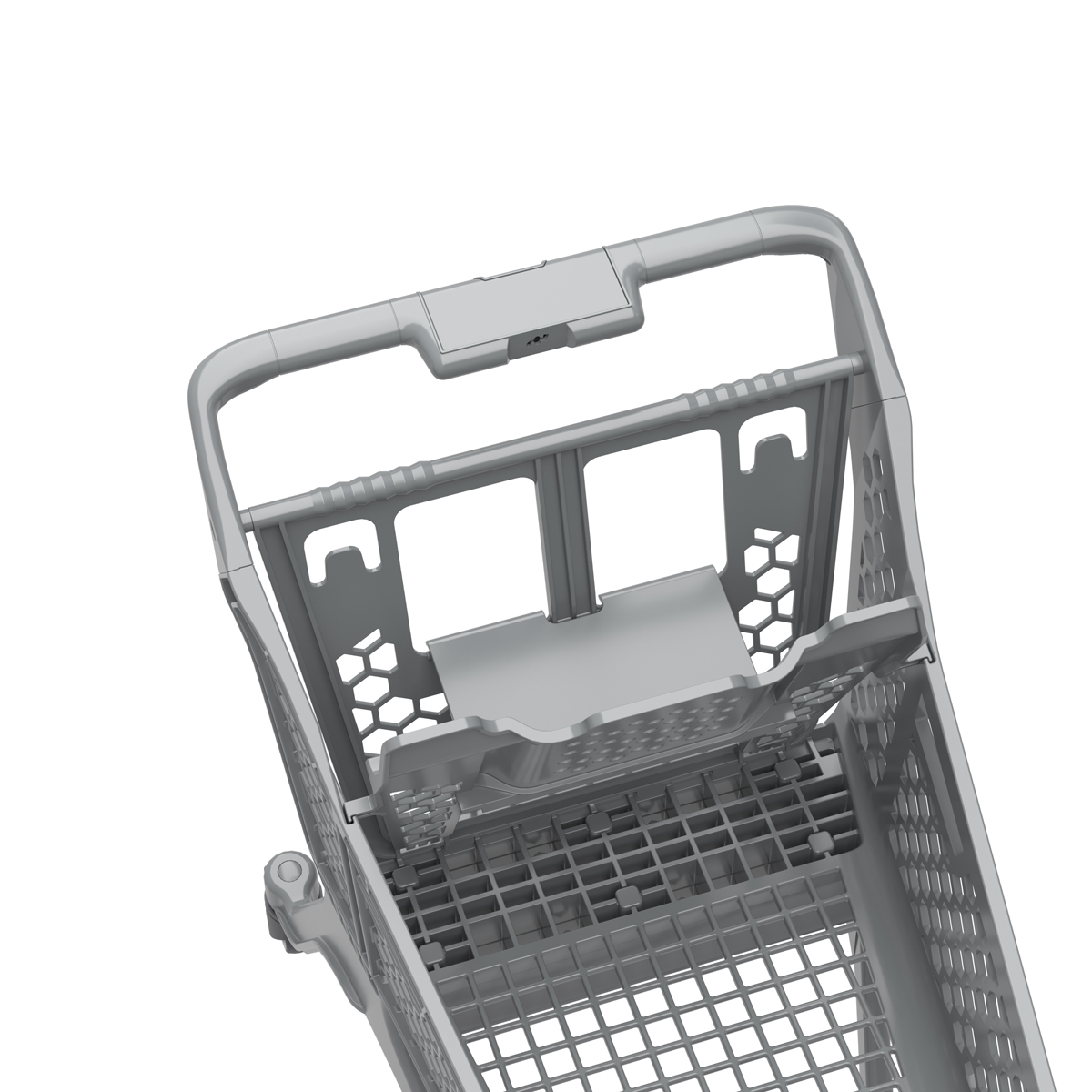 Пластиковая покупательская тележка SURF S серая, с детским креслом