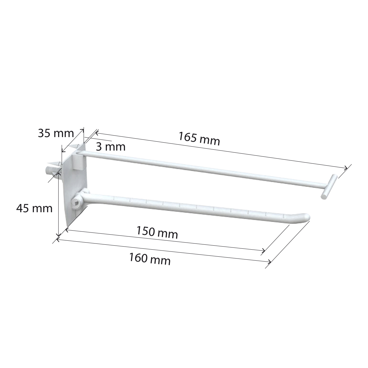 Крючок одинарный SINGLE HOOK-SCR-150, белый, в картон, с винтом, длина 150 мм