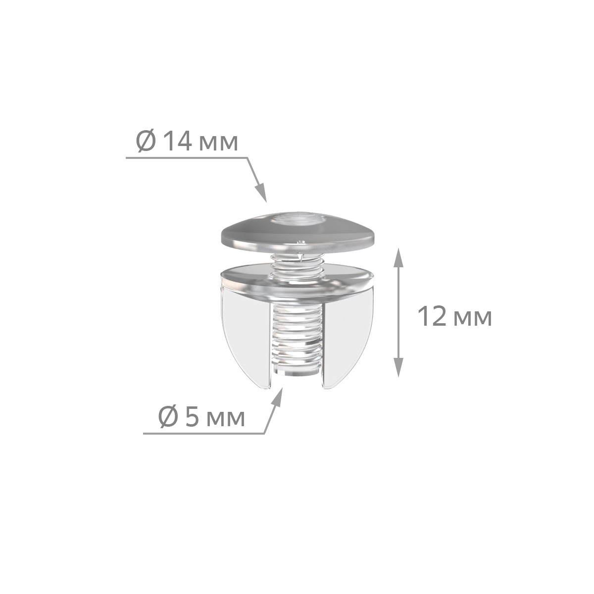 Винт и гайка пластиковый с ушками VIKING SCREW S-12, цвет прозрачный