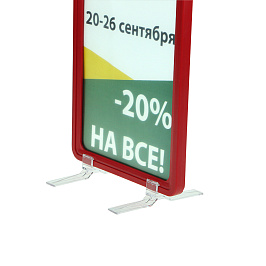 Стойка информационная настольная на подставках BASE-90 с рамкой PF-A5, цвет красный