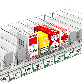 Лоток пластиковый для сигарет SIG-TRAY, длина 385 мм, сила толкания 3N