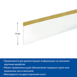 Ценникодержатель полочный самоклеющийся DBR73 длина 1330 мм, цвет прозрачный, скотч TP12